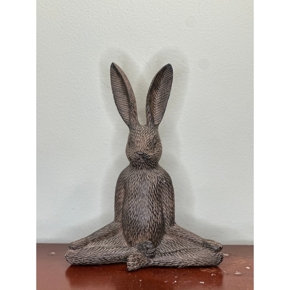 Three Hands Corp Meditating Yoga Rabbit Figurine Brown Resin Hare Decor 61697